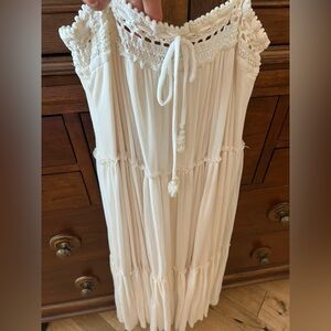 Robin Piccone Cream Dress with Lace and Tassel Detail